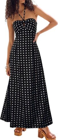 Women Beach Vacation Summer Sun Casual Long Halter Sexy Ladies Maxi Dress in Saudi Arabia