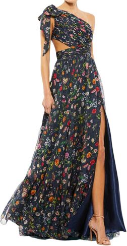 Qikaka Women's One Shoulder Sleeveless Ruched Ruffles Floral Printed Printed A-Line Sexy Nightclub Party Dress in Saudi Arabia