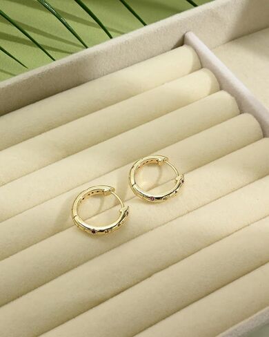 Gold Hoop Earrings Fun gold Earings for Women Huggie Earrings U Shaped Hoop Earrings Various Hypoallergenic Cute Colorful Gemstone Star Earrings for Women in Saudi Arabia