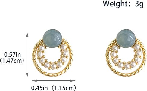Pearl and Gold Hoop Earrings for Women,Gray and Blue Small Earrings for Women, Prom Dress Jewelry in Saudi Arabia