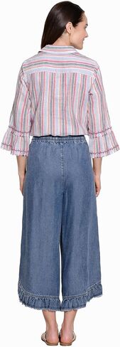 Wide Leg Pull On Pant with Ruffle Trim and Tie Waist in Saudi Arabia