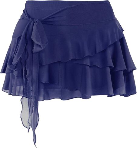 SOFIA'S CHOICE Women Mesh Ruffle Mini Skirt Summer Flowy Tiered Layered Pleated Skirts with Built in Shorts in Saudi Arabia