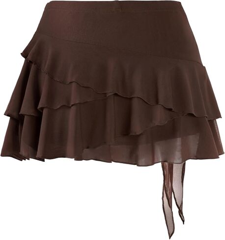 SOFIA'S CHOICE Women Mesh Ruffle Mini Skirt Summer Flowy Tiered Layered Pleated Skirts with Built in Shorts in Saudi Arabia