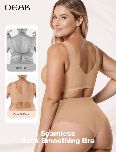 OEAK Womens Wireless Jelly Bra Plus Size Dusty Pink & Comfortable Bras Pull On Bras Sand XL in Saudi Arabia