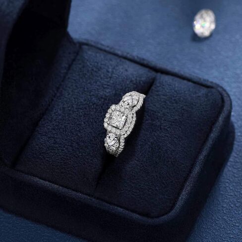 SHELOVES Moissanite Princess Pear Cut D color VVS1 clarity White Gold Engagement Ring Wedding Ring Set for Women Size 6 in Saudi Arabia