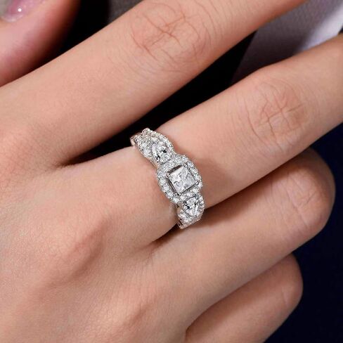 SHELOVES Moissanite Princess Pear Cut D color VVS1 clarity White Gold Engagement Ring Wedding Ring Set for Women Size 6 in Saudi Arabia