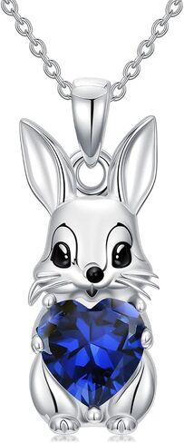 Rabbit Pendant Necklace with Synthetic Birthstone Bunny Necklace Jewelry Gift for Women in Saudi Arabia