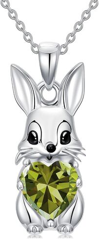 Rabbit Pendant Necklace with Synthetic Birthstone Bunny Necklace Jewelry Gift for Women in Saudi Arabia