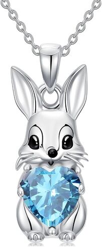 Rabbit Pendant Necklace with Synthetic Birthstone Bunny Necklace Jewelry Gift for Women in Saudi Arabia