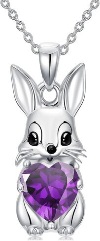 Rabbit Pendant Necklace with Synthetic Birthstone Bunny Necklace Jewelry Gift for Women in Saudi Arabia