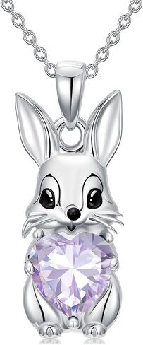 Rabbit Pendant Necklace with Synthetic Birthstone Bunny Necklace Jewelry Gift for Women in Saudi Arabia
