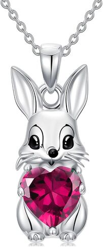 Rabbit Pendant Necklace with Synthetic Birthstone Bunny Necklace Jewelry Gift for Women in Saudi Arabia