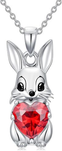 Rabbit Pendant Necklace with Synthetic Birthstone Bunny Necklace Jewelry Gift for Women in Saudi Arabia