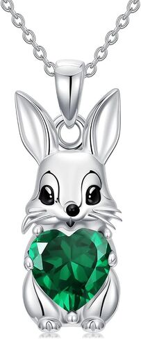 Rabbit Pendant Necklace with Synthetic Birthstone Bunny Necklace Jewelry Gift for Women in Saudi Arabia