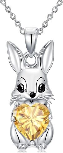 Rabbit Pendant Necklace with Synthetic Birthstone Bunny Necklace Jewelry Gift for Women in Saudi Arabia