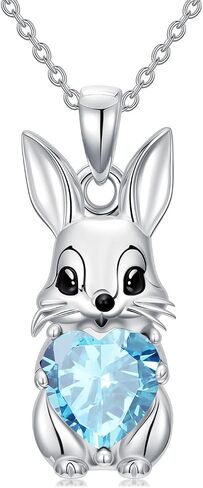 Rabbit Pendant Necklace with Synthetic Birthstone Bunny Necklace Jewelry Gift for Women in Saudi Arabia