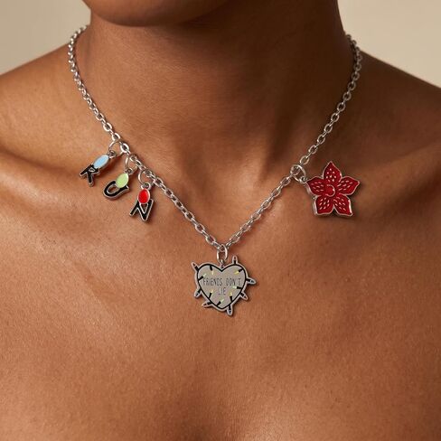 Friends Don't Lie Necklace for Women Stranger Stuff Demogorgon Friendship Jewelry for Birthday Party Gift in Saudi Arabia