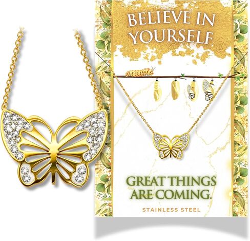 Butterfly Necklace For Women, Gold Butterfly Necklaces For Women, Butterfly Necklace Gold, Butterfly Gifts, Next Chapter Gifts, New Beginnings Gift, Waterproof Tarnish Proof, 18K GOLD PLATED in Kuwait