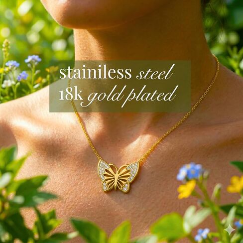 Butterfly Necklace For Women, Gold Butterfly Necklaces For Women, Butterfly Necklace Gold, Butterfly Gifts, Next Chapter Gifts, New Beginnings Gift, Waterproof Tarnish Proof, 18K GOLD PLATED in Kuwait