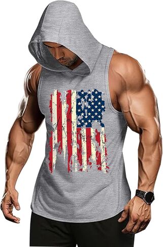 jusgai 250 Anniversary USA Flag Tank Top for Men Patriotic Workout Shirt 4th of July Sleeveless Muscle T Shirts in Saudi Arabia