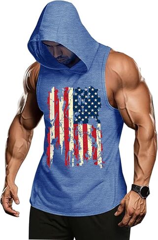 jusgai 250 Anniversary USA Flag Tank Top for Men Patriotic Workout Shirt 4th of July Sleeveless Muscle T Shirts in Saudi Arabia