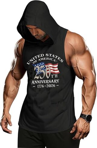 jusgai 250 Anniversary USA Flag Tank Top for Men Patriotic Workout Shirt 4th of July Sleeveless Muscle T Shirts in Saudi Arabia