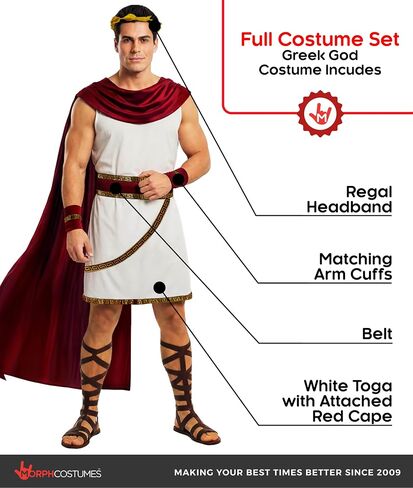 Morph Toga Costume Men, Greek God Toga Costume For Adults, Roman Costume Men, Halloween Costumes For Mens in Kuwait