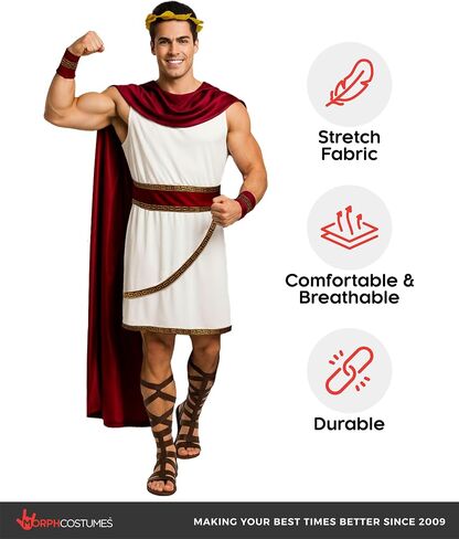 Morph Toga Costume Men, Greek God Toga Costume For Adults, Roman Costume Men, Halloween Costumes For Mens in Kuwait