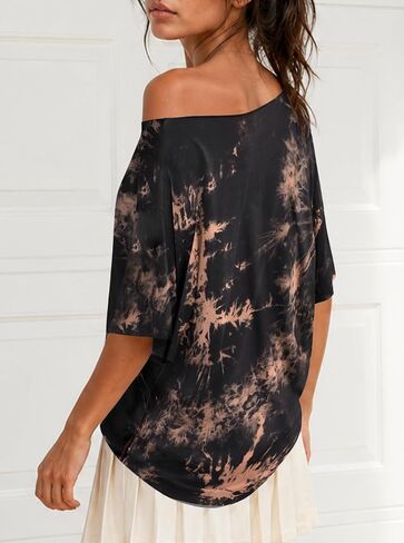 Remidoo Women's Oversized T Shirt Off The Shoulder Tops Short Sleeve Shirts Graphic Tees in Kuwait