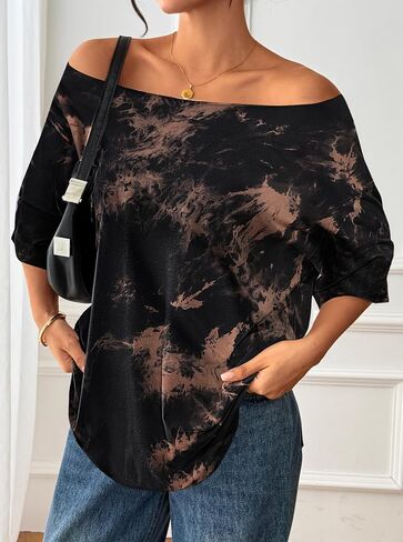 Remidoo Women's Oversized T Shirt Off The Shoulder Tops Short Sleeve Shirts Graphic Tees in Kuwait