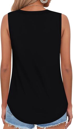Elesomo Women V Neck Tank Tops Summer Sleeveless Cotton Casual Shirts in Kuwait