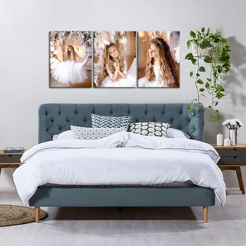 ZHIYYHAO Customized Poster Upload Your Image Custom Family Baby Portrait Pet Wedding Landcape Pictures Customized Canvas Prints Wall Art Framed for Bedroom Livingroom Office Home Decor ( Framed, 6.00L''X8.00W" X 3Pcs ) in Kuwait