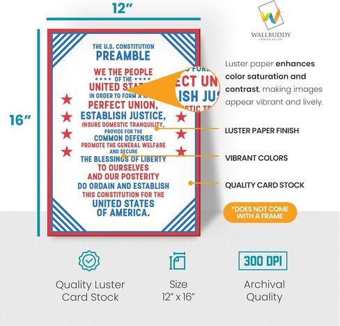 America 250 History Poster Set – 15 U.S. Educational Prints for Kids & Families | 250th Anniversary Patriotic Wall Decor | U.S. Timeline, Constitution, Pledge, Map & 50 State Flags | 12x16 Unframed in Saudi Arabia