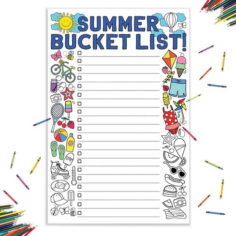 Tiny Expressions Summer Bucket List for Kids Coloring Poster | Personalized Summer Break Ideas Checklist and Template for Children | 30" x 20" inches in Saudi Arabia
