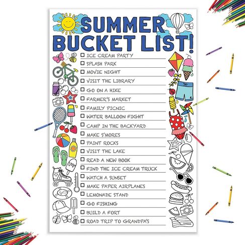 Tiny Expressions Summer Bucket List for Kids Coloring Poster | Personalized Summer Break Ideas Checklist and Template for Children | 30" x 20" inches in Saudi Arabia