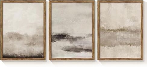 3 Piece Large Abstract Framed Wall Art, Neutral Beige Modern Art Wall Decor, Contemporary Minimalist Canvas Prints, Watercolor Paintings for Living Room Bedroom Dining Room Office 12x16 Inch in Saudi Arabia