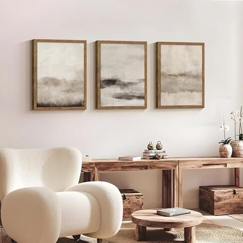 3 Piece Large Abstract Framed Wall Art, Neutral Beige Modern Art Wall Decor, Contemporary Minimalist Canvas Prints, Watercolor Paintings for Living Room Bedroom Dining Room Office 12x16 Inch in Saudi Arabia