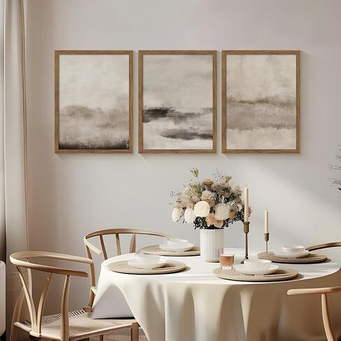 3 Piece Large Abstract Framed Wall Art, Neutral Beige Modern Art Wall Decor, Contemporary Minimalist Canvas Prints, Watercolor Paintings for Living Room Bedroom Dining Room Office 12x16 Inch in Saudi Arabia