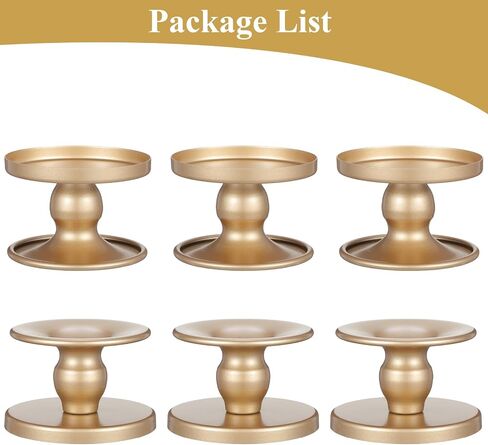 Gold Candle Holders Set of 6, Reversible Pillar Candle Holder and Taper Candles Stand, Metal Table Centerpiece for Wedding Dining Room Holiday Decor in Saudi Arabia