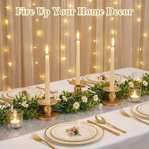Gold Candle Holders Set of 6, Reversible Pillar Candle Holder and Taper Candles Stand, Metal Table Centerpiece for Wedding Dining Room Holiday Decor in Saudi Arabia