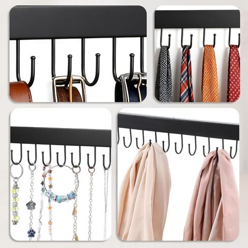 4Pack Necklace Organizer Wall Mount, Jewelry Hanger Wall Organizers with 48 Hooks for Necklaces, Bracelets, Earrings Hanging(Black) in Saudi Arabia