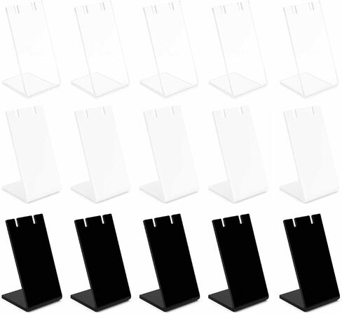 15Packs L-Shape Acrylic Earring Holders Black White Clear Jewelry Display Earring Display Stands Necklace Display Racks Organizers for Earrings Necklace Jewelry in Saudi Arabia