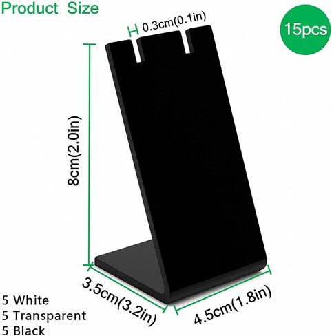15Packs L-Shape Acrylic Earring Holders Black White Clear Jewelry Display Earring Display Stands Necklace Display Racks Organizers for Earrings Necklace Jewelry in Saudi Arabia