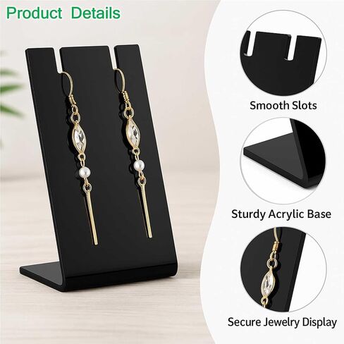 15Packs L-Shape Acrylic Earring Holders Black White Clear Jewelry Display Earring Display Stands Necklace Display Racks Organizers for Earrings Necklace Jewelry in Saudi Arabia