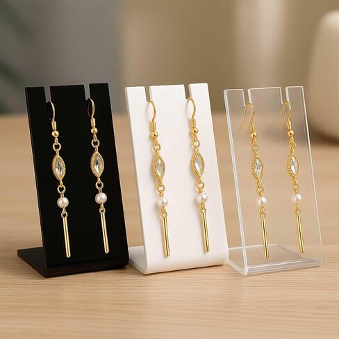 15Packs L-Shape Acrylic Earring Holders Black White Clear Jewelry Display Earring Display Stands Necklace Display Racks Organizers for Earrings Necklace Jewelry in Saudi Arabia