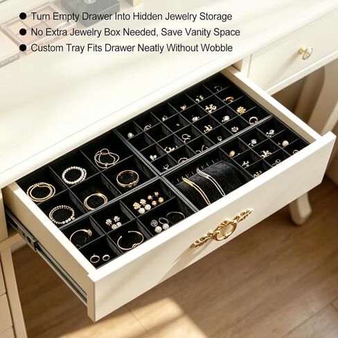 4-Pack Stackable Jewelry Trays, Black PU Velvet Drawer Storage | stackable design, anti-scratch jewelry protection, fits standard drawers, customizable compartments with removable dividers in Saudi Arabia