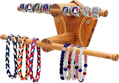 Yigney Baseball or Softball Necklace Organizer Wooden Holder, Championship Ring Display Holder, Softball Ring, Sports Ring Jewelry Towers, Wall-mounted Display Gifts for Baseball Softball fans in Saudi Arabia