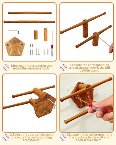 Yigney Baseball or Softball Necklace Organizer Wooden Holder, Championship Ring Display Holder, Softball Ring, Sports Ring Jewelry Towers, Wall-mounted Display Gifts for Baseball Softball fans in Saudi Arabia