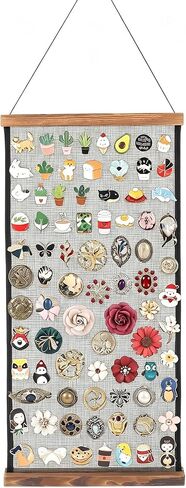 Brooch Pin Organizer with Wooden Frame, 11.8''x23.6'' Large Mesh Pin Display Board, Wall Hanging Jewelry Storage, Brooch and Enamel Pin Collection Display for Home, Office in Kuwait