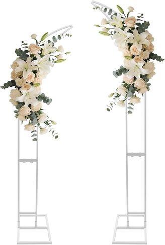 2PCS Wedding Arch Backdrop Stand,2.1M+1.9M Height,Wedding Arched Bracket, Metal Wedding Flower Arch Stand for Ceremony and Party (Gold) in Kuwait